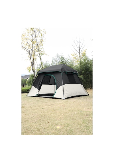 6-8 Kişi Pencereli Çift Katmanlı Dayanıklı Kamp Çadırı 274x305x172 Siyah