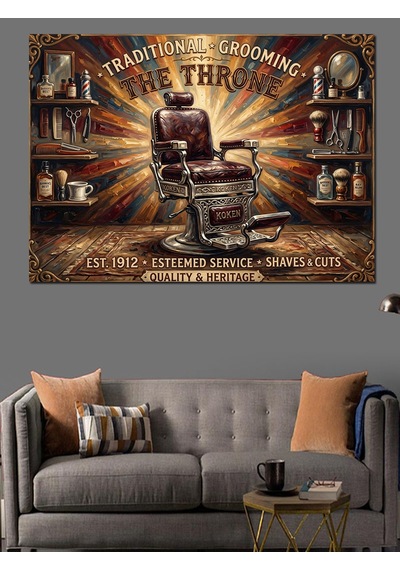 Barber Shop The Throne Tabelası Dekoratif Kanvas - Mdf Ahşap Tablo