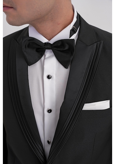 Slim Fit Çift Yıtmaç Fleto Cep Doku Desenli Çıkarılabilir Saten Yaka Siyah Damatlık Smokin Takım Black 083 Ef Siyah Slim Fit Çift Yıtmaç Fleto Cep Doku Desenli Çıkarılabilir Saten Yaka Siyah Damatlık Smokin Takım Black 083 Ef Siyah