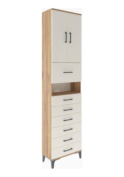 Arges Dolap 3 Raflı 6 Çekmeceli 2 Kapaklı 60x30x243 Çam-aytaşı Atlas Çam