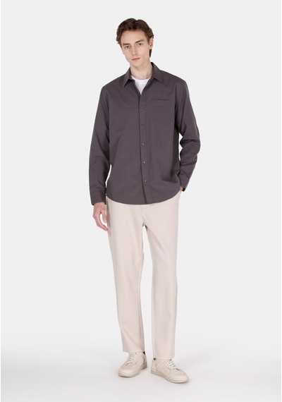 Colin's Colins Regular Fit Shirt Neck Düz Erkek Gri Uzun Kol Gömlek Cl1070136 Cl1070136 Q1.v1 Dgr Koyu Gri