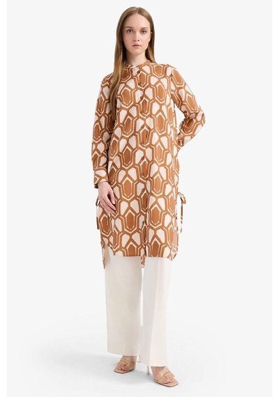 DeFacto Regular Fit Deseneli Uzun Kollu Gömlek Tunik F2183AX25SMBN125