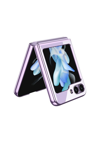 Samsung Uyumlu Galaxy Z Flip 5 Kılıf Zore Kıpta Lensli Kapak Mor