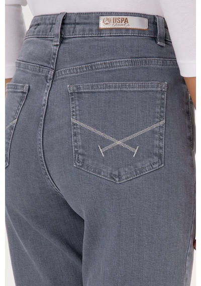 U.S. Polo Assn. Kadın Gri Mom High Waist Fit Jean Pantolon 50309422-DN0025