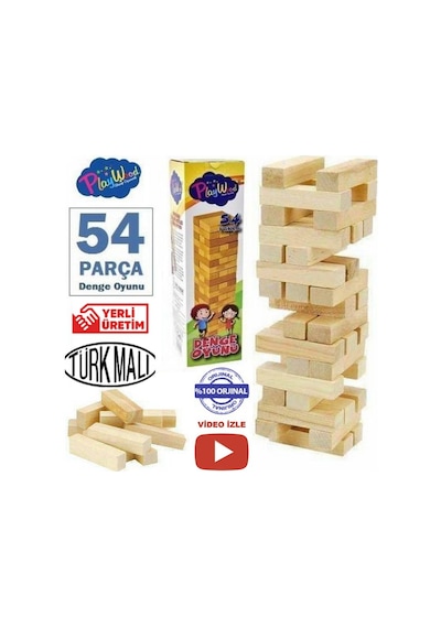 Çocuklar için Eğitici Denge Oyunu Ahşap Jenga