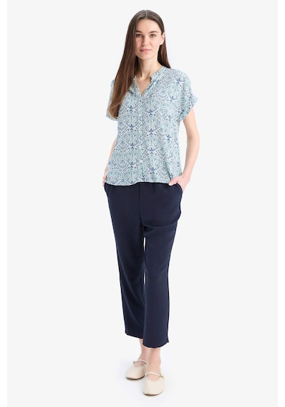 DeFacto Regular Fit Apaş Yaka Desenli Kısa Kollu Gömlek I6173AZ25SMER99