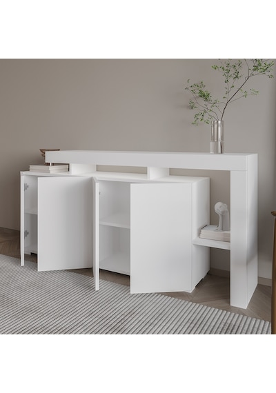 İnarch Dizayn Beliz Led Işıklı Modern Konsol 170 Cm, 4 Kapaklı Ve İç Raflı Depolama, Tasarım Beyaz İnarch Dizayn Beliz Led Işıklı Modern Konsol 170 Cm, 4 Kapaklı Ve İç Raflı Depolama, Tasarım Beyaz
