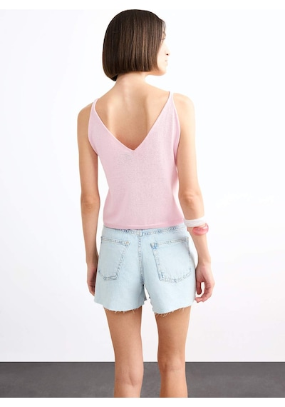 Defacto V Yaka Crop Askılı Triko Atlet F7499AX25SM