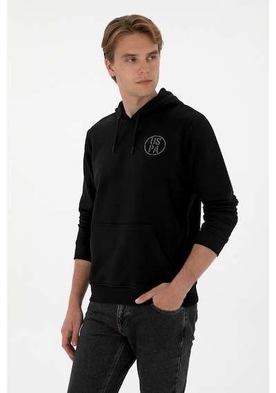 U.S. Polo Assn. Erkek Regular Fit Kapüşonlu Siyah Sweatshirt 50313718-VR046