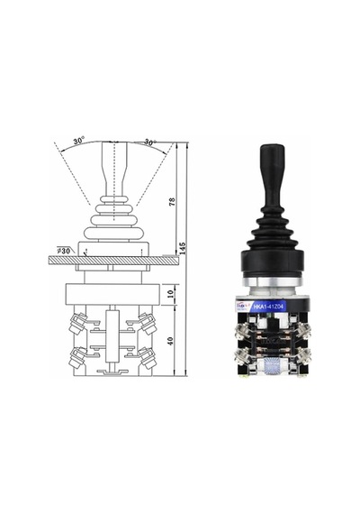 Hka1-41z04 Joystick 4 Yön No Kumanda Kolu Momentary Anlık 10a 250v Monolever