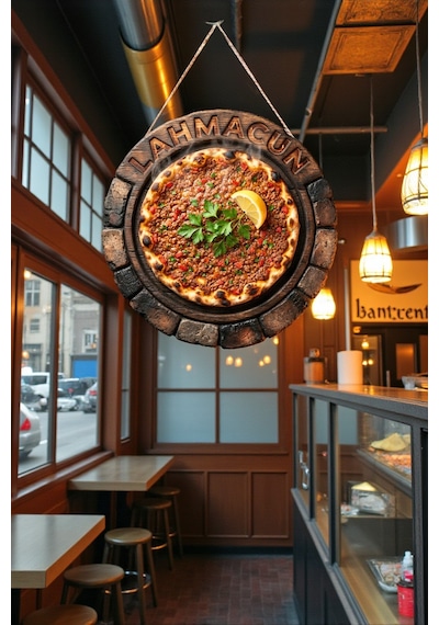 Kebapçı Ve Restoranlar İçin Dekoratif Lahmacun Duvar Kapı Süsü, Askılı Model