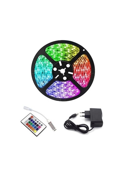 Rgb Şerit 5 Metre 16 Renkli Kumandalı Adaptörlü Çift Taraflı Bant Diğer