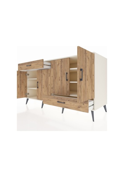 Kronos Konsol 5 Raflı 2 Çekmeceli 4 Kapaklı 176x59x99 Aytaşı-çam Aytaşı-çam