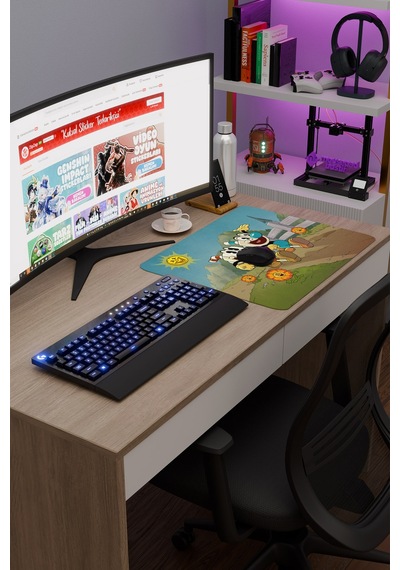 Cuphead Kaymaz Dikişli Kauçuk Oyuncu Mousepad V4 - 48x40 Xl Gaming Mouse Pad Fare Altlığı