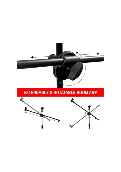 Coverzone 180cm Maksimum Uzunluk Mikrofon Standı Multi Fonksiyonel 2in1 Microphone Katlanabilir Açısı Ayarlanabilir Zemin Üstü - Model 103 1
