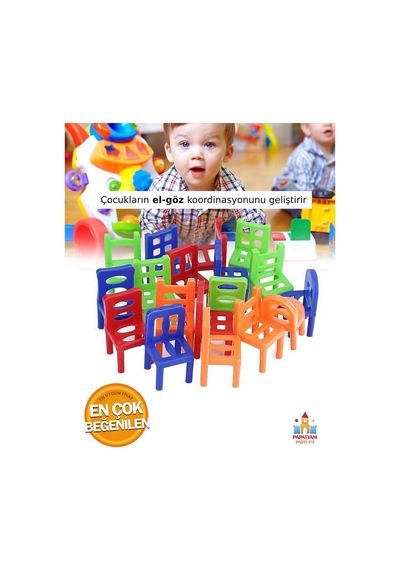 Eğitici Denge Oyunu: Chair Stack Sandalye İle Denge Becerisi Geliştirme Oyuncağı