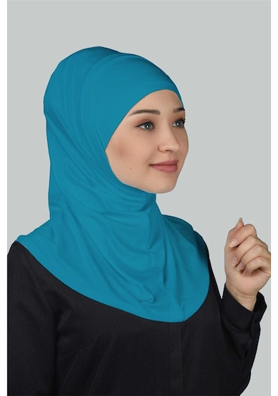 Altobeh İkili Set Pratik Eşarp Hazır Türban Ve Hijab Tesettür Bonesi Koyu Turkuaz