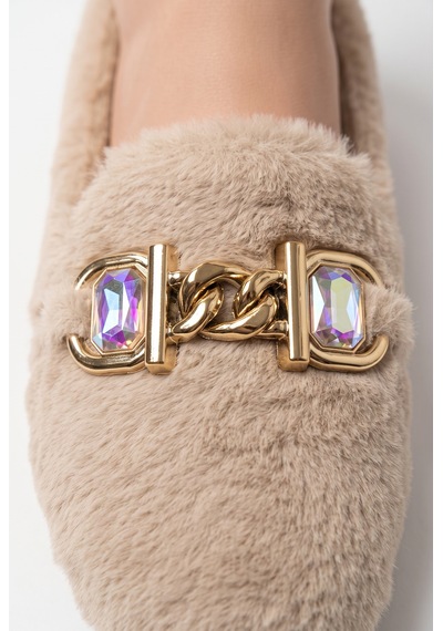 N Moda Panduf Gold Zincir Taşlı Aksesuarlı Kışlık Sıcak Tutan Yumuşak Tabanlı Kapalı Panduf Krem N Moda Panduf Gold Zincir Taşlı Aksesuarlı Kışlık Sıcak Tutan Yumuşak Tabanlı Kapalı Panduf Krem