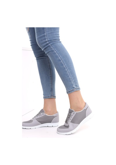 Wordex F1 Günlük Kadın Fileli Yazlık Sneaker Spor Ayakkabı Gri