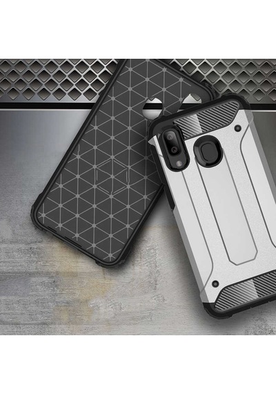 Noktaks - Samsung Galaxy Uyumlu A40 - Kılıf Çift Katman Zırh Tank Crash Military Kapak - Rose Gold