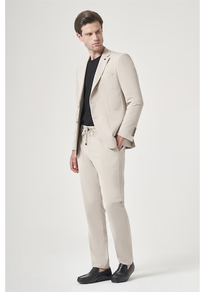 İmza Taş Mono Yaka 6 Drop Slim Fit Beli Lastikli Takım Elbise 1001260194 Taş Rengi