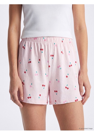 Lcw Young Pembe Kiraz Baskılı Kadın Şort Pijama Altı 2'li