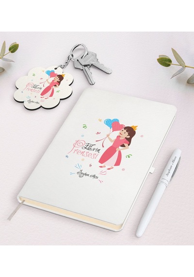 Kişiye Özel Evin Prensesi Beyaz Defter Kalem Ve Anahtarlık N11.9103