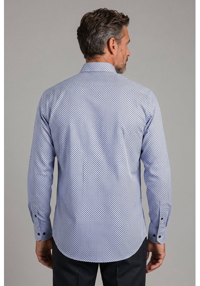 Xint Bisse Mavi Regular Fit Cepsiz Uzun Paşa Yaka Gömlek Bsgmeks26304 E35
