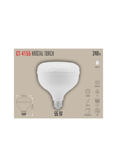 Ct-4155 Kristal Torch Led Ampül Beyaz 5 Adet