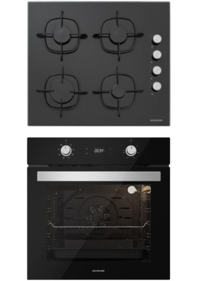 Silverline BO6504B01 - CS5335B01 Siyah Cam Ankastre Set