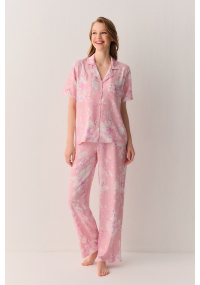Suwen Ashley Gömlek Yaka Pijama Takımı Sh26520660b334 Pembe