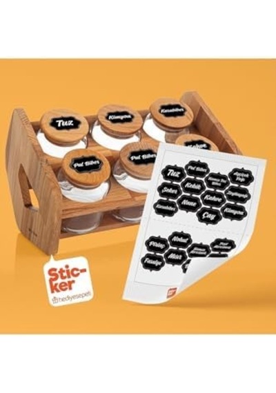20 Adet Baharat & Bakliyat Kavanoz Etiketi Sticker