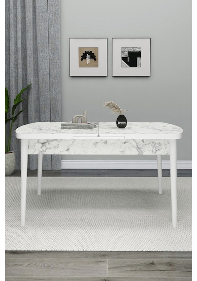 Renlife Mutfak Masası Açılır Masa Beyaz Mermer Desenli 6 Kişilik New Carrara New Carara Renlife Mutfak Masası Açılır Masa Beyaz Mermer Desenli 6 Kişilik New Carrara New Carara