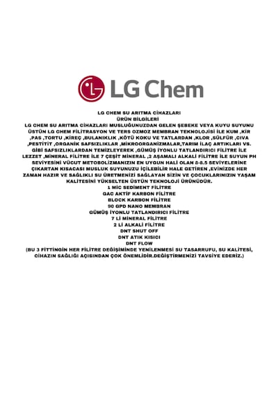 Lg Chem Platınum 12 Lt 7 Flt 14 Aşama Su Arıtma Cihazı Lg Chem Platınum 12 Lt 7 Flt 14 Aşama Su Arıtma Cihazı