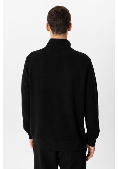 Backandbond Siyah Regular Fit Dik Yaka Yarım Fermuarlı Sweatshirt