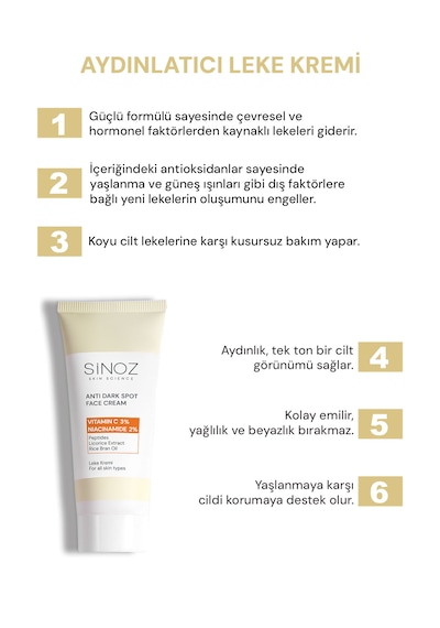 Sinoz %3 C Vitaminli Koyu Ton Eşitleyici Krem 40 ML