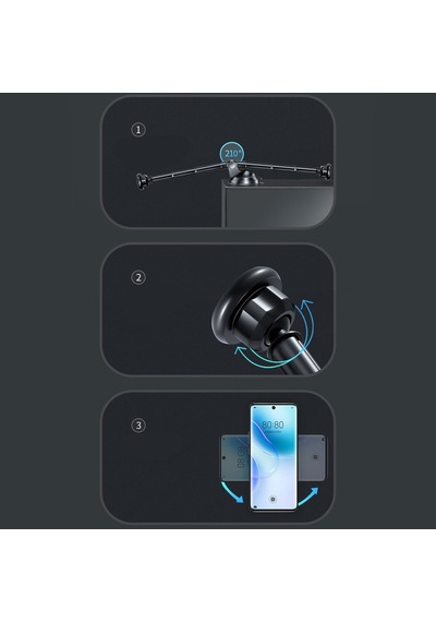 Araç İçi Manyetik Telefon Tutucu Vantuzlu Dashboard Cam Montajlı Teleskopik Ayarlanabilir Telefon Standı