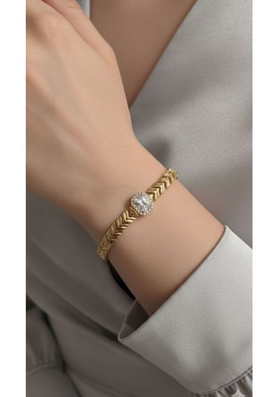 Kadın Xuping Kare Zirkon Taşlı Bileklik 9205 Rose Gold