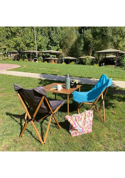 Bag The Joy Ahşap Kahverengi İskelet - Koyu Gri Kılıf Sandalye Koyu Gri
