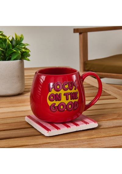 Kitchen Focus On The Good Sloganlı Kupa - Kırmızı - 310 Ml Renkli