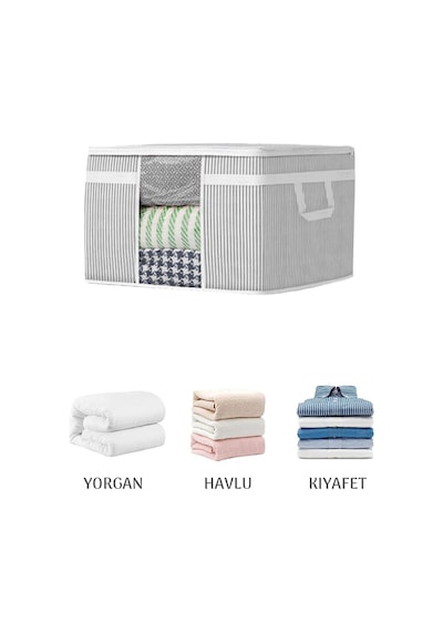 6'lı Maxi Pencereli Baza Altı Hurç - Yastık Kıyafet Saklama Hurcu 45 X 40 X 30 Cm Çok Renkli