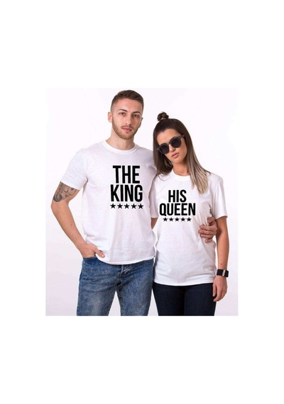 Tshirthane The King The Queen Sevgili Kombinleri Tshirt Kombini Beyaz