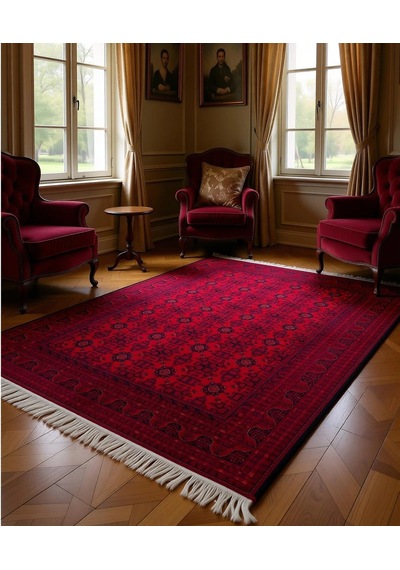 Blghome Otantik Desenli Dekoratif Kilim Antik Desenli Halı Bordo