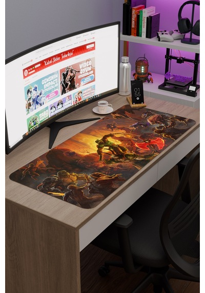 Doom Kaymaz Dikişli Kauçuk Oyuncu Mousepad V2 - 90x40 Xxl Gaming Mouse Pad Fare Altlığı