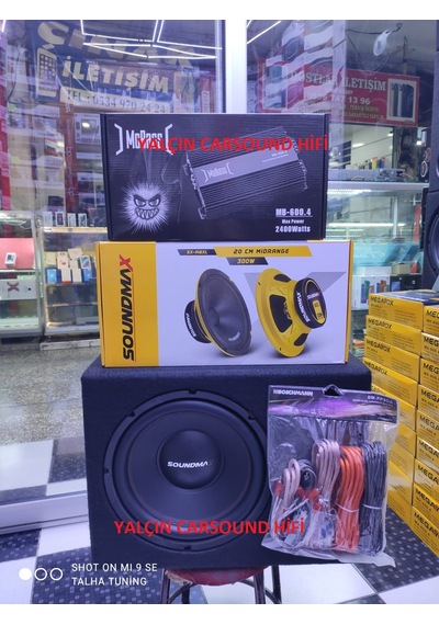 Soundmax1500w Bas Mobas Amfı 20cm Soundmax Midrange Set Kablo
