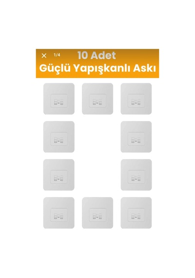 Yedek 10 Adet Yapışkanlı Sticker Kendinden Yapışkanlı Kancalı Yapışkan Banyo Rafı Su Geçirmez Askı G Diğer