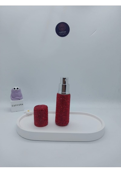 Parıldayan Elmas İşlemeli Mini Doldurulabilir Parfüm Şişesi 10 Ml Kırmızı Hacim 10 Ml
