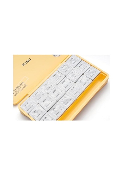 Hımı Jelly Cup Gouache Set 18 Renk X 30 Gr Metalik Renk Guaj Boya Yellow Case Karışık Renk