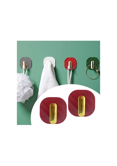 Mucit Home 2 Adet Retro Gold Detaylı Havlu Askısı Kendinden Yapışkanlı Banyo Askısı Renkli