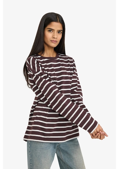 Defacto %100 Pamuk Loose Fit Çizgili Sweatshirt F7758ax26spbn338 Kahve-bn338
